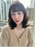 10代20代30代40代ぱっつん前髪ボブくびれヘアマロンベージュKA-2