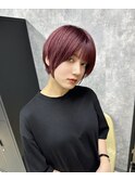 ショートレイヤー×コーラルピンク