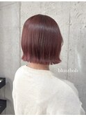 切りっぱなしボブ×ピンクベージュ