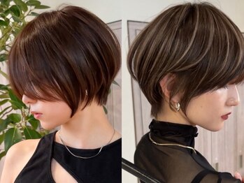 アンジュール 荒田店(UNJOUR.)の写真/ショートとハイライトの相性抜群♪家でも扱いやすいヘアを提案＊[荒田]