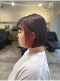 20代30代40代◎似合わせカット夏ぱつっとボブにインナーピンク
