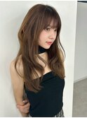 ワンホンヘア/顔周りレイヤー/韓国/ブラウン