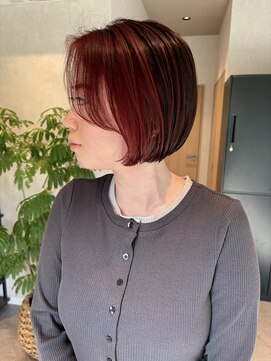 【mimura】ミニボブ　ショートボブ　レッドブラウン　草加　谷塚