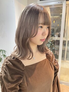 ミルクティーベージュ/グレージュ/ブリーチ1回/ミルクティー