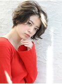 大人可愛いショートカットボブヘアニュアンスパーマ20代30代40代