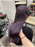 7677ラベンダーパープルブリーチなしダブルカラーレイヤーカット