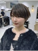 前髪あり耳掛け丸みくびれ大人ショートボブ20代30代40代50代＊