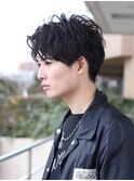 ニュアンスカールパーマアップバング韓流マッシュ刈り上げ