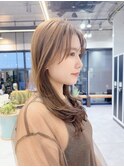 ロングレイヤー/小顔/前髪/韓国ヘア/シースルー/透明感カラー