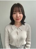 オリーブ系カラー/切りっぱなしワンレングス/イルミナカラー