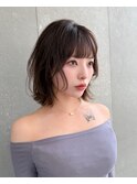ミディアムヘア/暗めカラー/デザインカラー/韓国ヘア/髪質改善