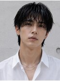 毛流れハンサムショートセンターパートメンズ黒髪爽やか
