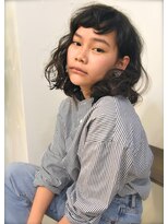 ユノ(juno)&nbsp;【juno】Trendフラッフィーウェーブパーマ★黒髪アッシュ