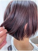 小顔ワンサイドショートボブ/ベージュピンク/30代40代50代