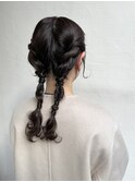 個性派二つ編みポニー