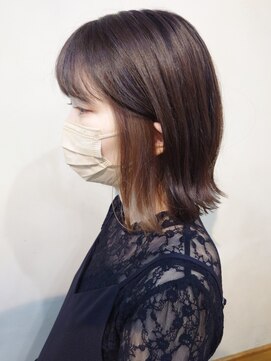 アロマヘアルーム 横浜店(AROMA hair room) インナーカラー小顔モード外ハネミディアムボブ/横浜/横浜西口