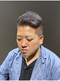 ビジネスツーブロック 七三オールバック グレイッシュブラック