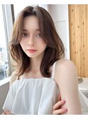 大人可愛い韓国くびれミディアム　かきあげ2waybang レイヤー#