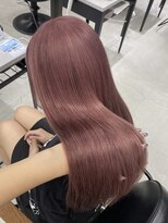 ラックスビー ウメダ 大阪梅田店(LUXBE UMEDA) ピンク暖色カラーケアブリーチロングヘアー