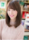 大人かわいい斜めバングニュアンスカラーロブh3上尾20代30代40代