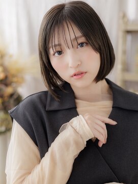 カバーヘア ブリス 北浦和(COVER HAIR bliss) 艶髪オリーブアッシュ切りっぱなしミニボブa北浦和20代30代40代