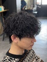 ビカムメンズヘアー 栄店(become men's hair)&nbsp;シャドウパーマ波巻きパーマメンズ韓国ヘアダウンパーママッシュ