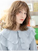 前髪パーマミルクティーアッシュくびれミディc6戸頭20代30代40代