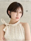 大人かわいいショートボブ/耳掛けショートレイヤー/透明感カラー