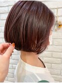 ピンクグラデーションボブラベンダーカラープッツンボブ丸ボブ