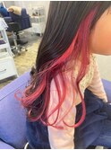 黒髪×ピンク/イヤリングカラー
