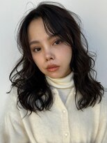 デジタルパーマ　ブルーブラック　イメチェン　垢抜けヘア