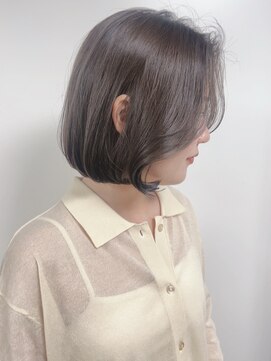 モリオフロムロンドン 原宿本店(morio from London) 【morio原宿】丸みボブ  グレージュ 顔周りカット