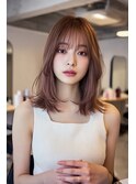 ミディアムレイヤー顔周りレイヤーハッシュカット韓国へア