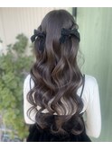 ねじりハーフツイン/お呼ばれヘア/ヘアアレンジ