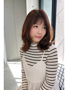 プール(pour.) ミディアムレイヤー×ペールピンク ブラウン