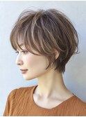 ミセスショートボブ白髪ぼかし脱白髪染め40代50代60代♪