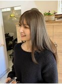 ミルクブラウン/縮毛矯正・ストレート/小顔ロングヘア