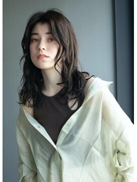 ヘアアンドメイク エジェリ(hair&make egerie) 暗髪外国人風センターパート♪大人ロブ ダブルカラー 恵比寿