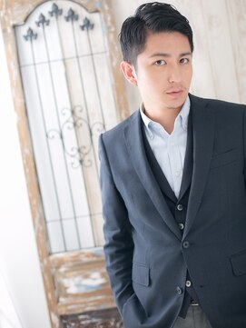 ダンディ館アダム 戸頭店 爽やか七三オールバックツーブロックショートD