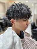 ツイストスパイラルパーマツーブロックマッシュ