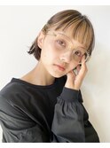 前髪インナーグレージュカラーブリーチカラーデザインカラーボブ