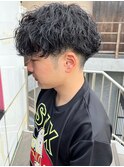 波巻きスパイラルパーマ メンズパーマ マッシュ 眉毛