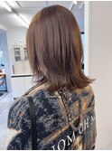ブリーチなしこっくりカラーブラウン＊ミディアムレイヤーカット