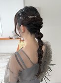 編みおろし/ローポニー/結婚式アレンジ/お呼ばれヘア