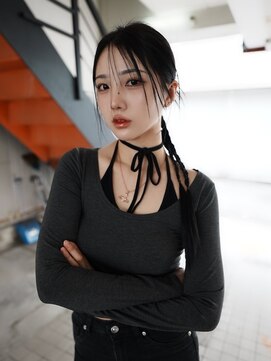 ボアップ 松山店(boappu) #ブルーブラック#韓国風ヘアアレンジ