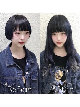あるじゃんすー 新宿店 ネイビー×グレージュ#シールエクステ#グレージュカラー#新宿