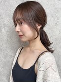 グレージュカラーミディアムヘア顔まわりカット