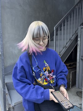 ビビト(bibito) bibito ホワイト　裾カラー　ピンク　インナーカラー