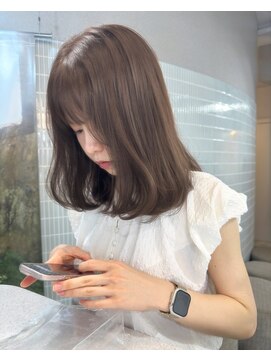 ボタン ハカタ(VOTAN hakata) ◎votan_yuka◎ オリーブベージュ/ぱっつん前髪/暗めカラー