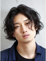 ゼンコー アオヤマ(ZENKO Aoyama)&nbsp;ミディアムヘア×無造作ウェーブ【メンズパーマ表参道渋谷原宿】